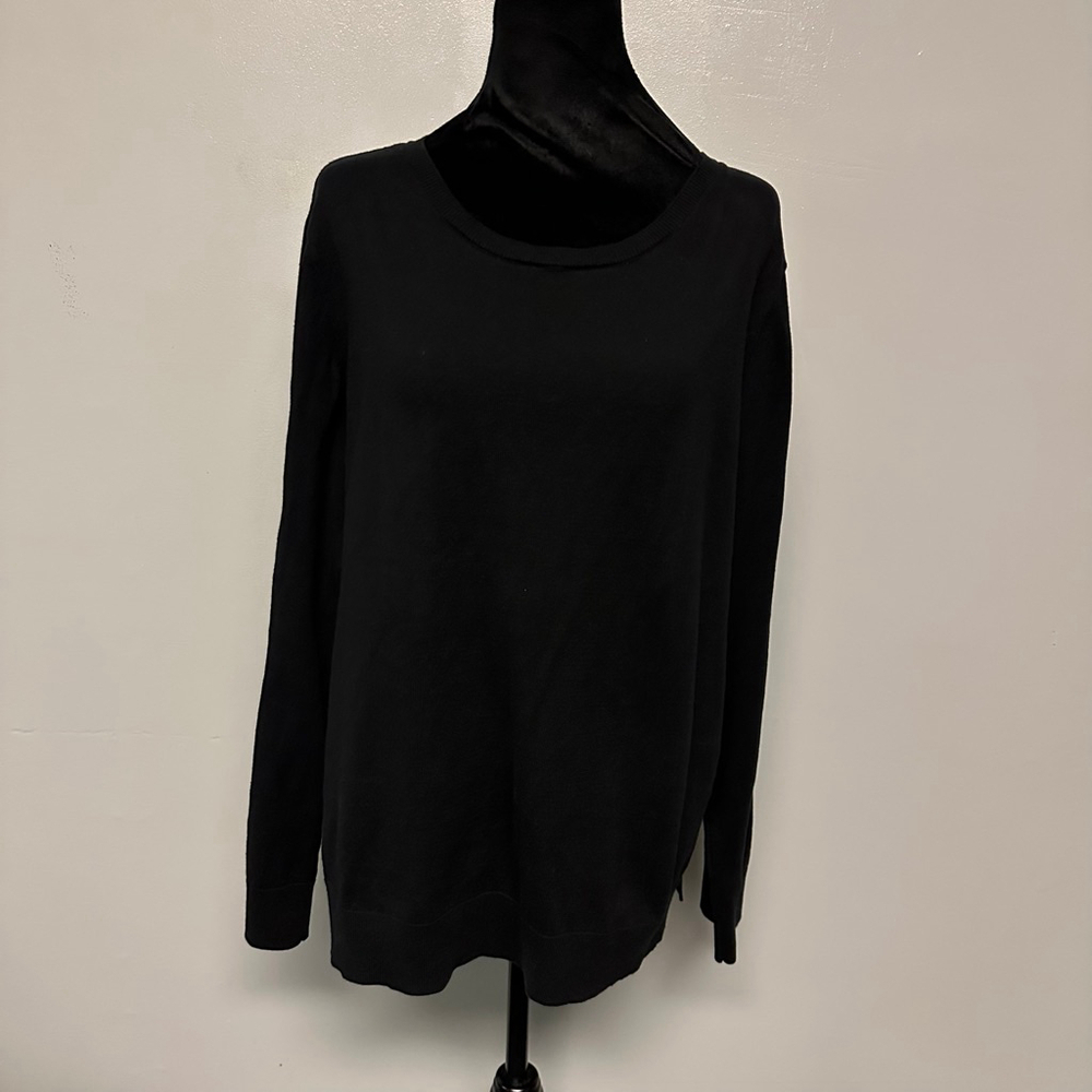 Women's LOFT Outlet Black Crew Neck Sweater XL basic thick knit sweater casual